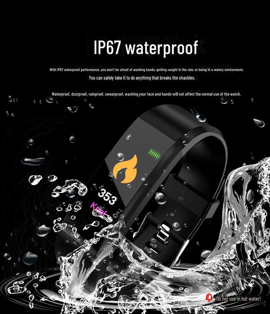 Braccialetto Smart ID115 Plus con Schermo a Colori - Pedometro Sportivo Impermeabile con Sincronizzazione Bluetooth, Monitoraggio Frequenza Cardiaca e Pressione Sanguigna