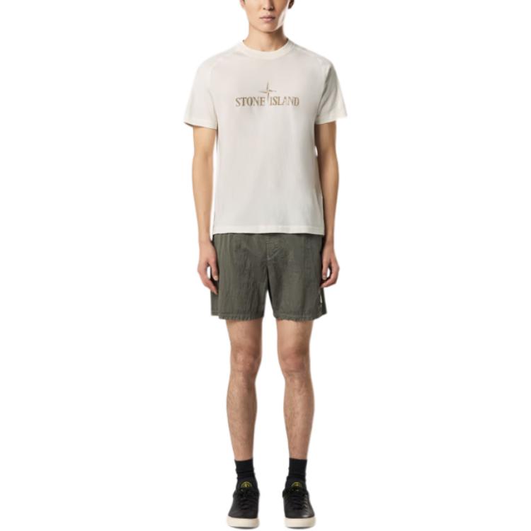Stone Island Letter Logo Pullover Crew Neck Short Sleeve T-Shirt Men T-Shirts White K1S1521000-20S0081-V0093
