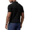 Men’s Short Sleeve Polo Shirt Classic Fit Knit Pattern Soft Fabric Button Placket Collar Top for Everyday Wear