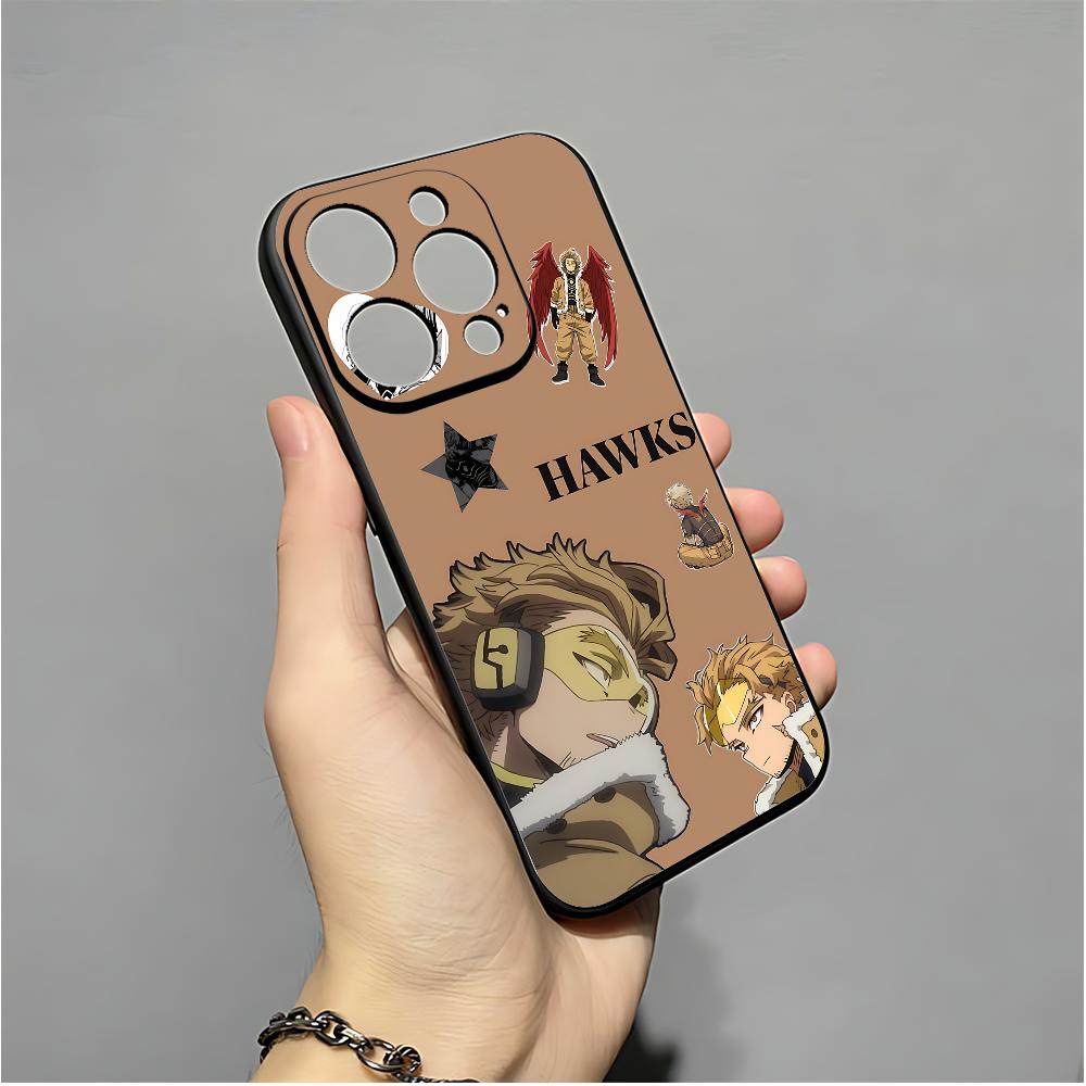 Hawks BNHA M-MHA Phone Case For IPhone 16,15,14,13,12,11,XS,XR,X,8,7,Pro,Max,Plus,mini Silicone Black Cover iphone12mini