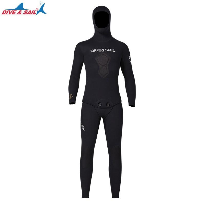 1.5mm Wetsuit Freediving Snorkeling Fishing Outdoor Water Sports Mens Hooded Two-Piece Suit