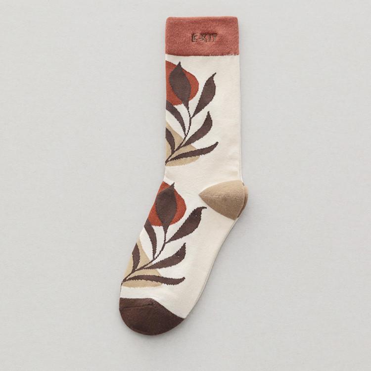 

Модные японские носки до середины икры с вышивкой и ручной росписью в стиле колор-блок для женщин One Size