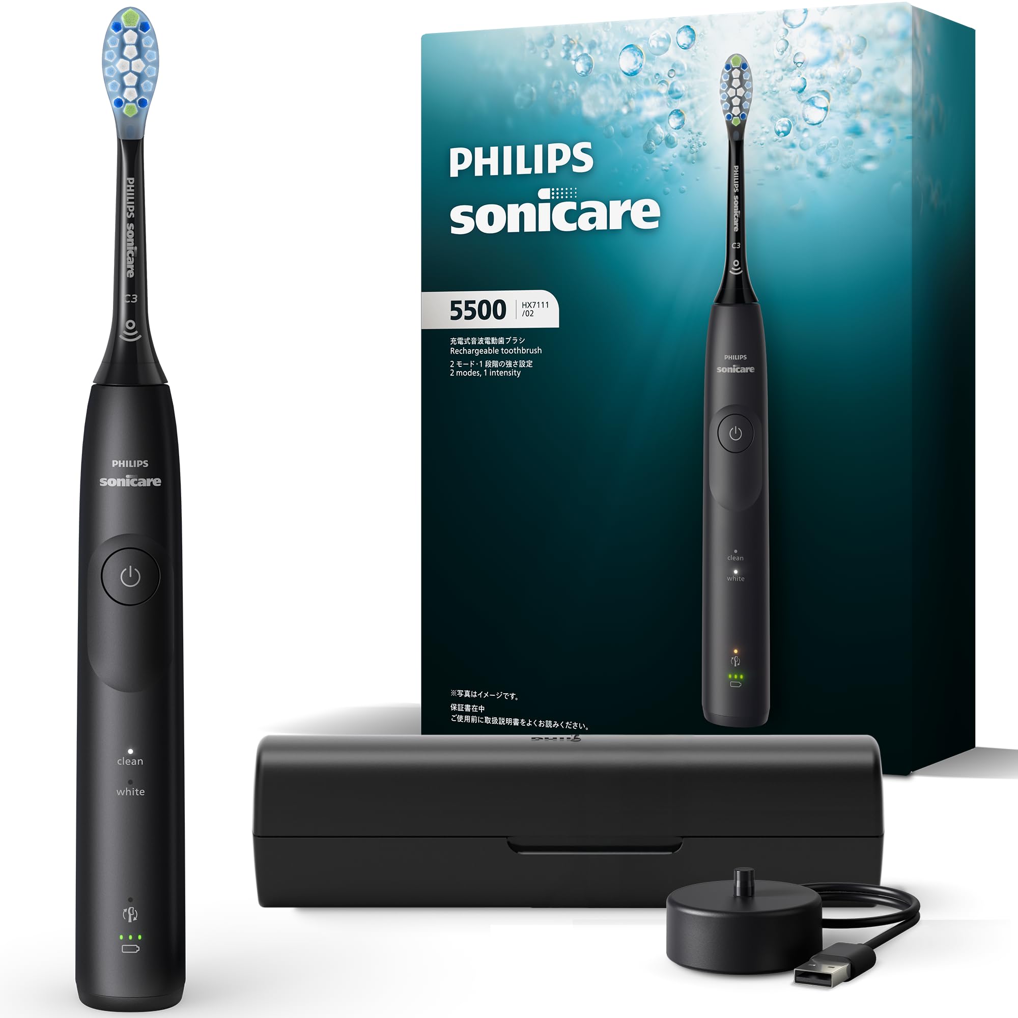 

Philips Sonicare ProtectClean 5500 Electric Toothbrush Clean Brush Stand Travel Case Black [2025 Model] (Premium Head/Charging & Included) HX7111/02 чёрный