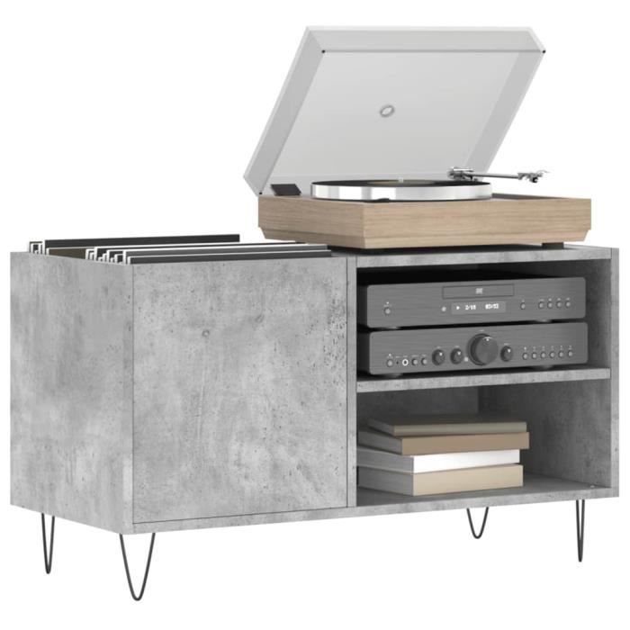 VidaXL Armoire à disques gris béton 85x38x48 cm bois d'ingénierie 831704