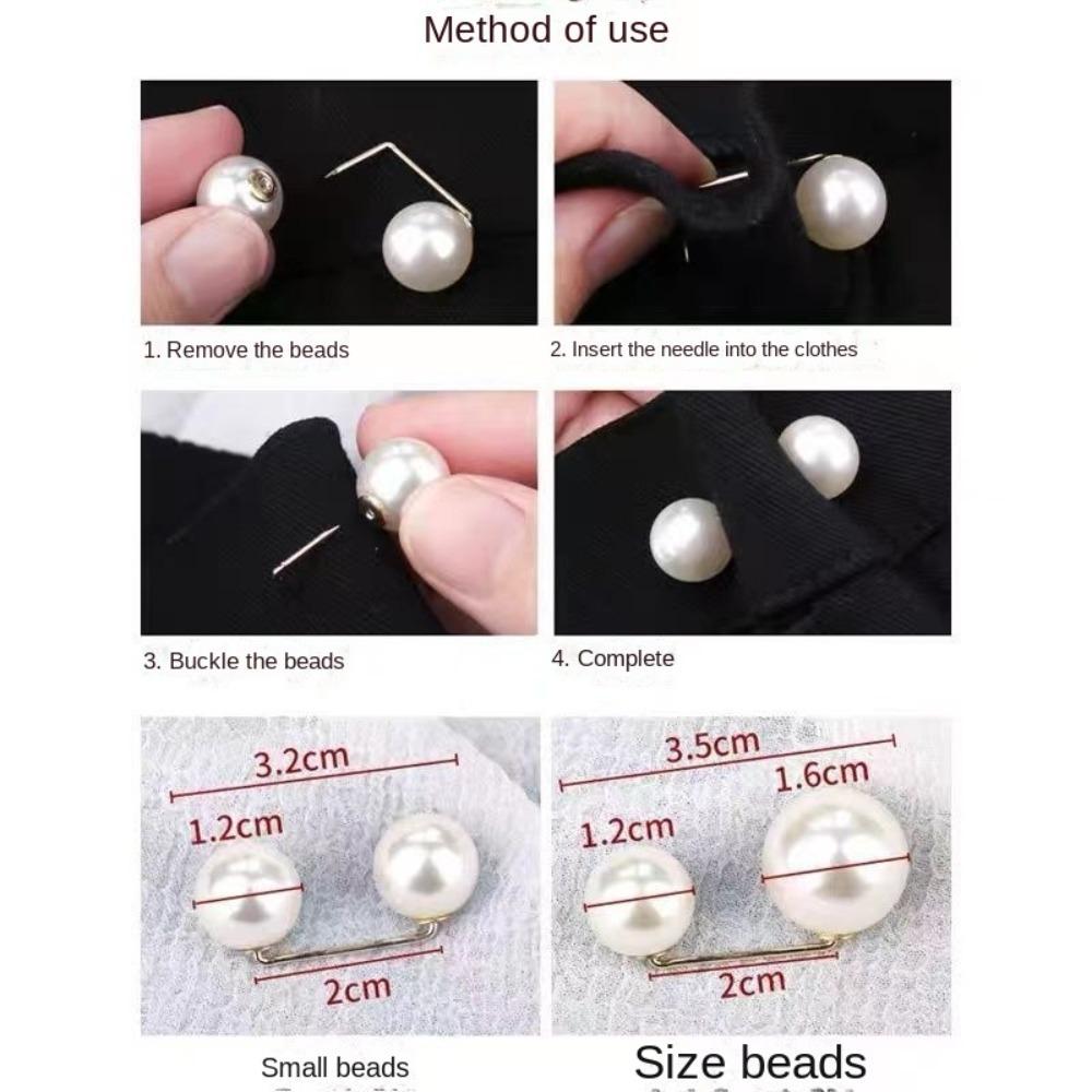 3/6/8PCS Double Head Pin Pearl Brooch Adjustable Collar Clip DIY Sewing Waist Fastening Pins Multi-Purpose Non-Slip Brooches
