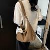 Korean version ins Lazy Wind Tote Bag Women's 2025 New Fashion Woolen Large Capacity Commuter Shoulder Bag Shopping Bag