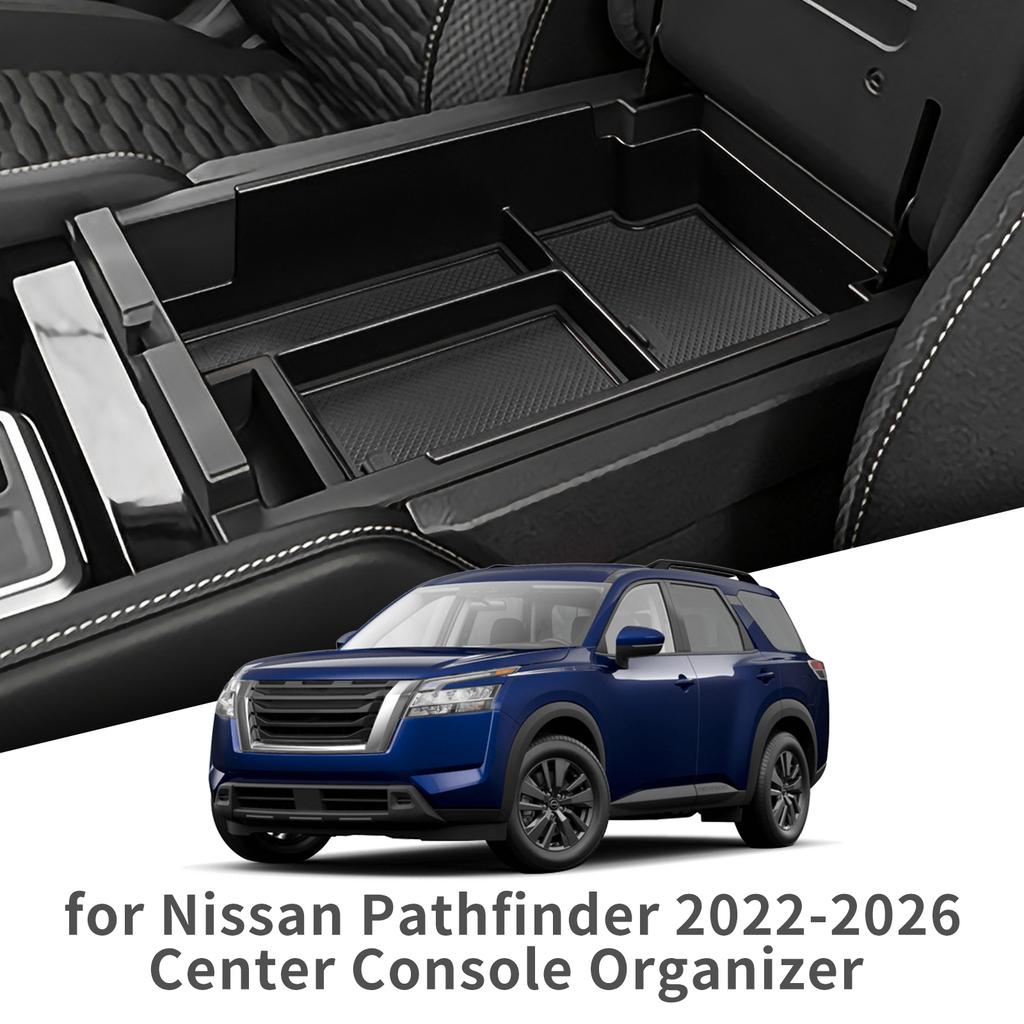 for Nissan Pathfinder 2026-2026 Center Console Armrest Storage Box ABS Tray Organizer Car Interior Accessories Tidying Black