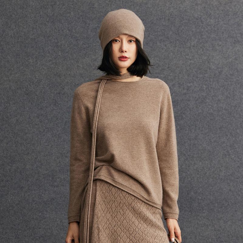 Women's Cashmere Round Neck Loose Knitwear - Autumn/Winter Lazy Style Fashion