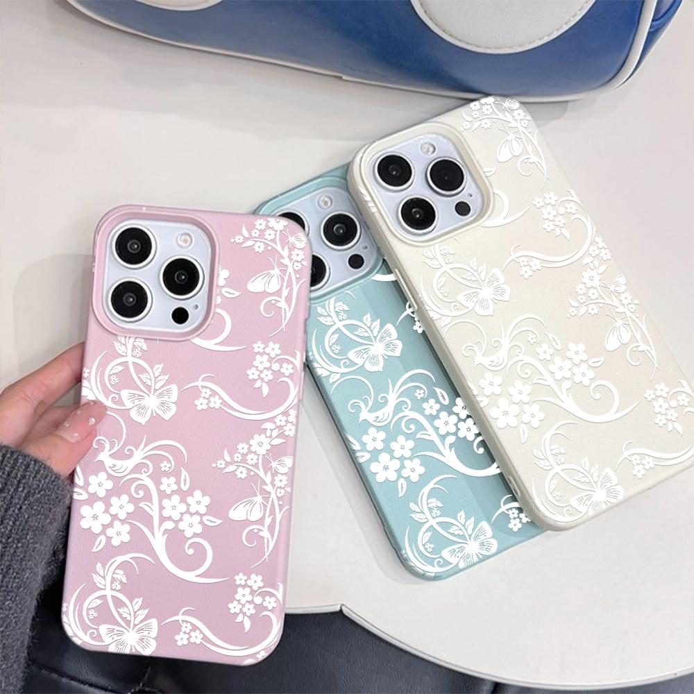 Full Screen White Vine Flowers Phone Case For IPhone 17 Air 16 Pro Max 15 14 13 Plus 12 11 Shockproof Protective Durable Cover