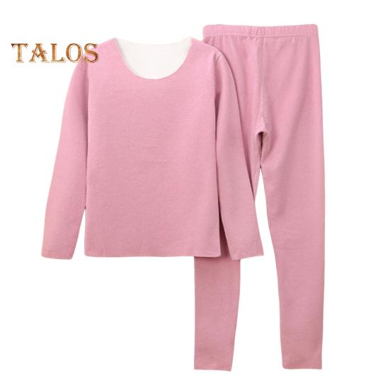 

Комплект из 2 предметов, зимний женский термобелье, бесшовный, с круглым вырезом, с длинным рукавом, теплый, облегающий, высокоэластичный, для холодной погоды, пижамный комплект, домашняя одежда, одежда для сна M фиолетовый