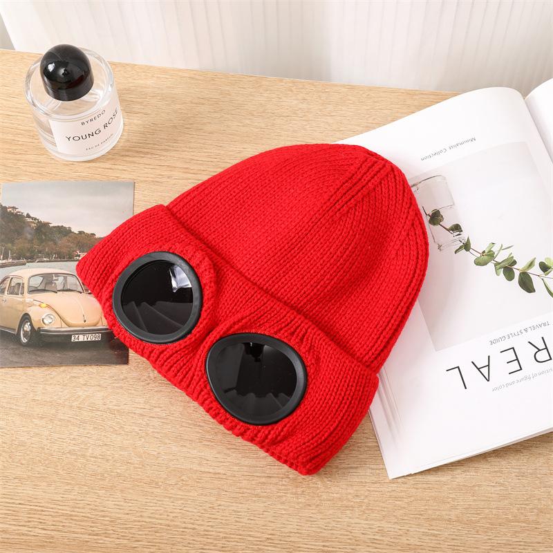 Hot-selling knitted glasses hat autumn and winter men's and women's ear protectors wool hat warm outdoor ski pullover hat tide