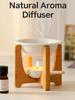 Natural Bamboo Ceramic Essential Oil Diffuser Candle Warmer Aromatherapy Burner | Modern Tealight Fragrance Lamp Home Deco