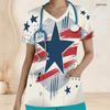 Women Plus Size V Neck Short Sleeve Scrub Top Retro Brush Painting American Flag Star Print Nurse Uniform Top