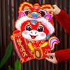 1 Pair 3D Horse Year Door Sticker Traditional Pattern Cute Zodiac Horse Stickers Decorative Paper Window Door Horse Sticker