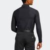 Adidas Solid Color Logo Stripe Fleece-Lined Long Sleeve Golf Polo Men Tops Black GT3424