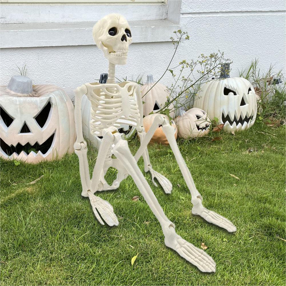 90/40CM Skeleton Halloween Decor Halloween Skeleton with Movable Joint Skeleton for Halloween Haunted House Accessories