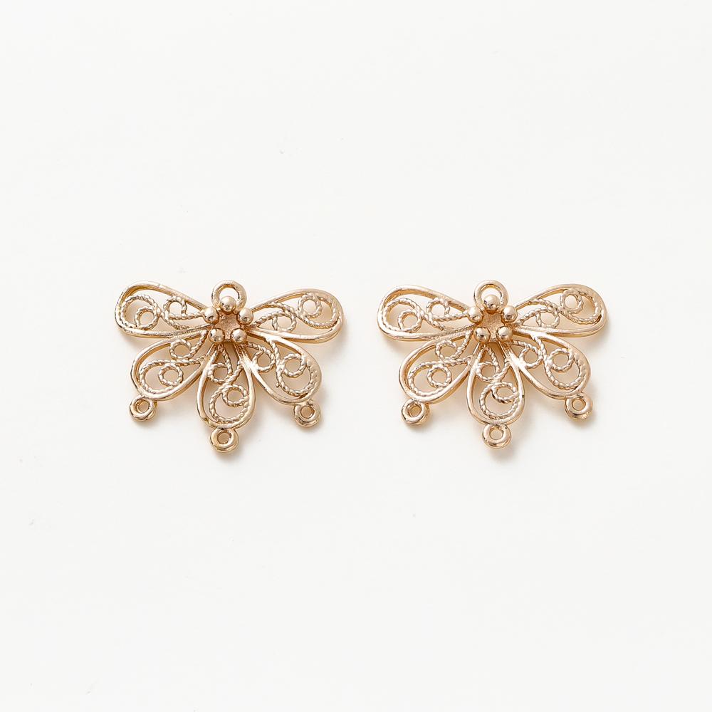 

6PCS/lot 17x21MM 18K Gold Color Brass with Zircon Flower Butterfly Charm Pendants for DIY Jewelry Making Findings Accessories 6pcs