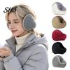 Pluche Oorwarmers Winter Mofjes voor Dames Heren, Opvouwbare Oorbeschermers met Verdikte Cover Voering, Zacht Gebreide Thermische Buiten Sport
