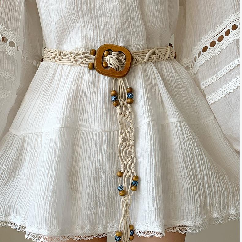 Ethnic Style Woven Belt Women'S Dress Bohemian Retro Decorative Waist Chain Personalized Rope Accessories Tide
