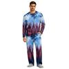 Men's Long Sleeve Pajama Set with Button Fly and Elastic Drawstring Waist for Home Sleepwear