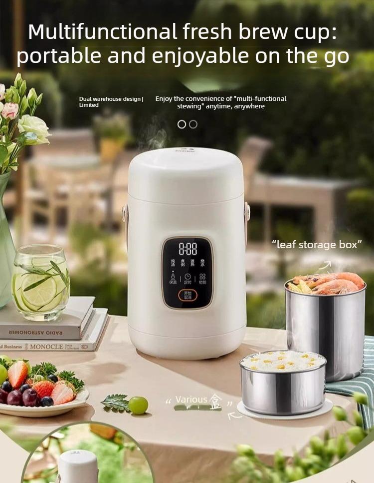 220V 1.4L Multi Fresh Cooking Cup Electric Stewing Cup,small Congee Cooking Utensil & 304 Stainless Steel Food and Vegetable Box