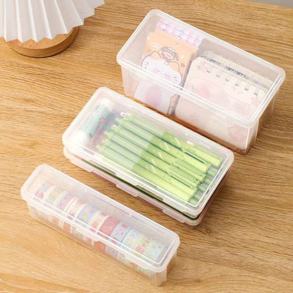 Plastic Pencil Case Transparent Stationery Box Multifunctional Desktop Storage Box  Sundries