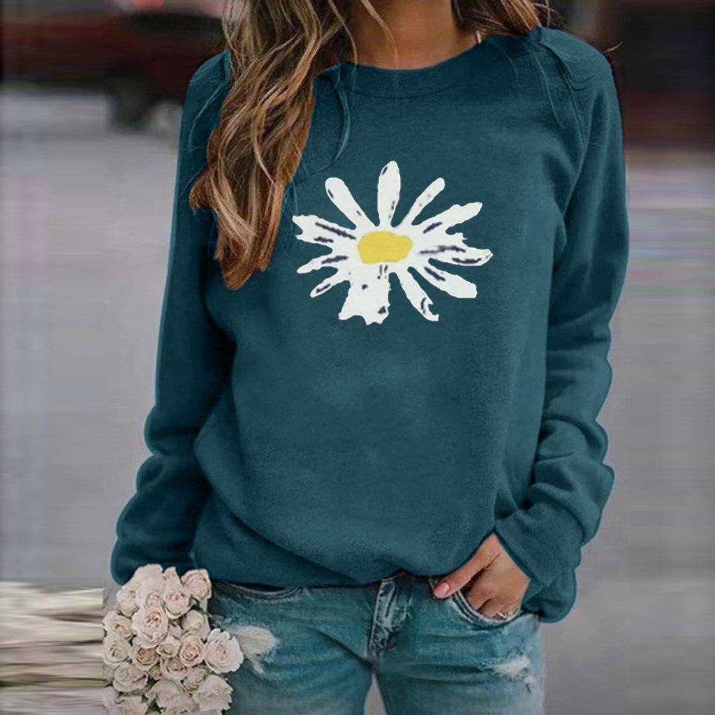 Women's Sweater Crew Neck Casual Loose Pullover Printed Long Sleeve Comfortable Long Sleeve T-Shirt