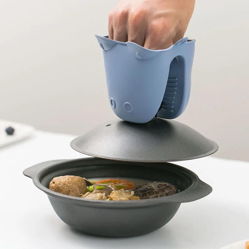 1 ks Roztomilý Žáruvzdorný Kreslený Hroch Tlustý Silikonový Klip na Ruku Trouba Mikrovlnná Trouba Speciální Rukavice Proti Opaření