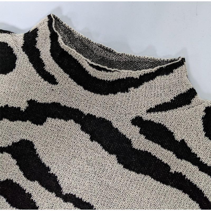 Casual Loose Knitted Leopard Print Pullovers Autumn Winter Women's Sweater New O-neck Full Sleeve Pullover