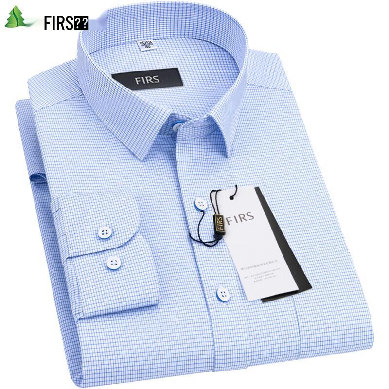 FIRS Men's Business Casual Long-Sleeve Plaid & Striped Shirt