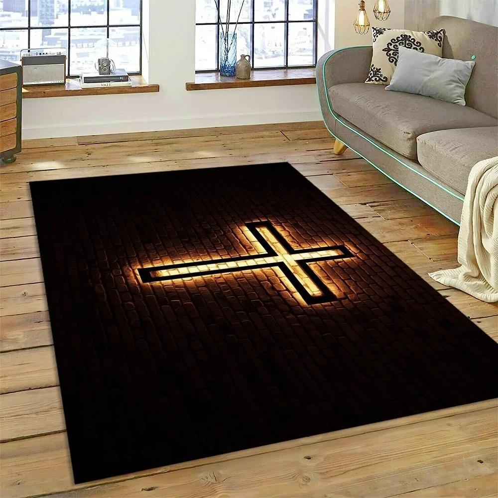 3D Pray Holy Bible Cross Jesus Carpet Rug for Bedroom Living Room Home Sofa Decoration Children Game Large Decor Floor Mat