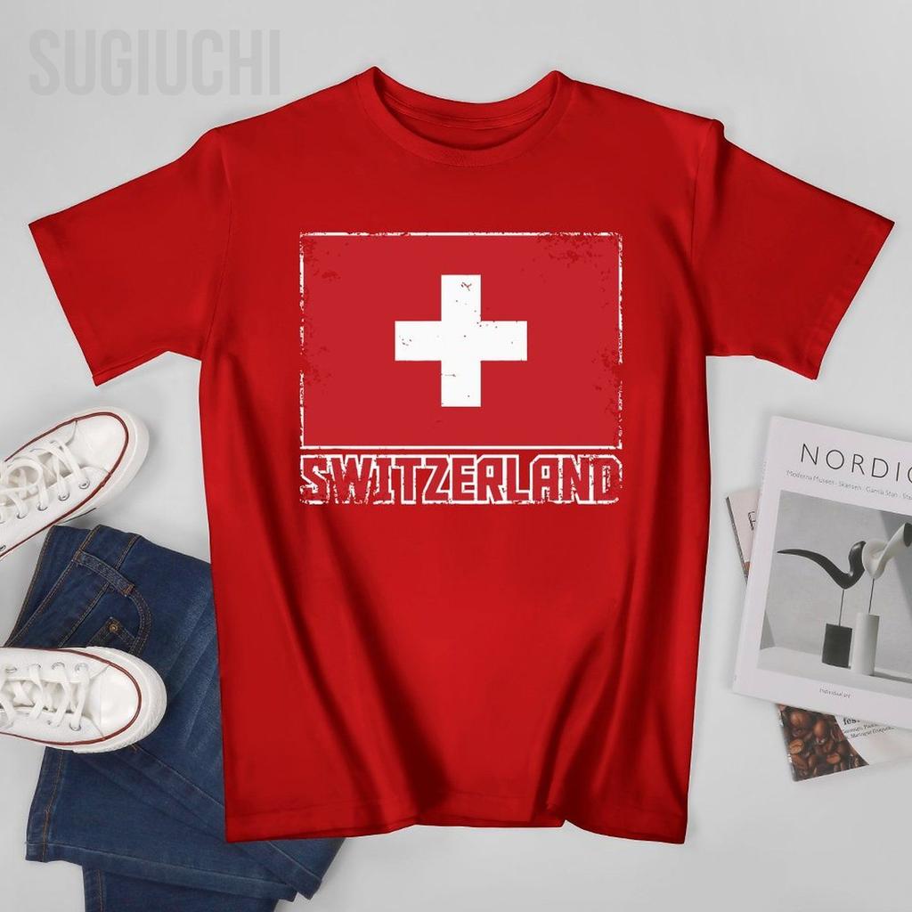 Unisex Vintage Switzerland Flag Suisse Swiss Tshirt Tees Oneck T Shirts WoUnisex Boys 100 Cotton TShirt