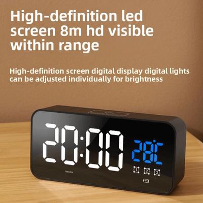 Voice Control Alarm Clock Music Display Temperature Digital Alarm Clock Rechargeable Battery Night Mode Music Clock