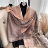 Scarf women's autumn and winter flower porcelain pattern warm thickened double-sided imitation cashmere air conditioner shawl mother scarf
