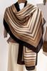 Beige-Brown Geometric Striped Scarf - 100% Viscose, 178X66