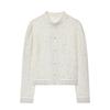 Elegant French Design Women's Lace Crochet Blouse with Stand Collar and Frog Button Detailing