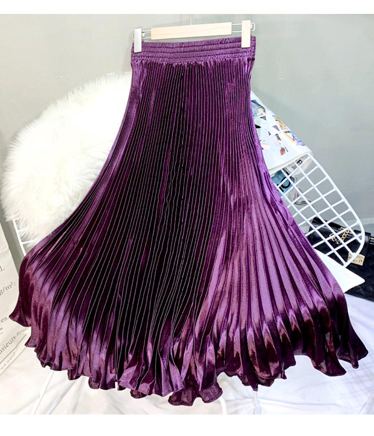 High Waist Satin Pleated Fishtail Skirt - 1 Meter Long Women's Dance Skirt with Large Swing and Medium Length.