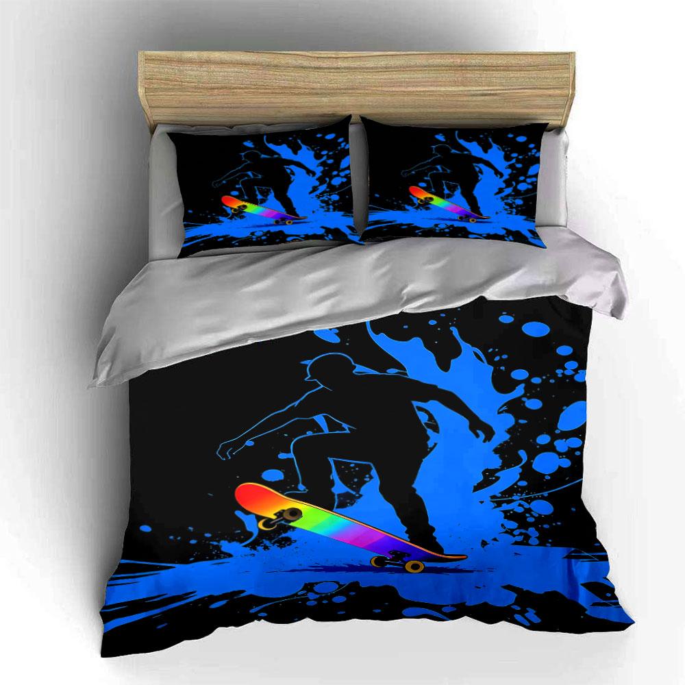 Skateboard Art 3Pc Set Soft Comfortable Duvet Cover Bedding Set Included 1*Duvet Cover & 2*Pillowcases, Gift