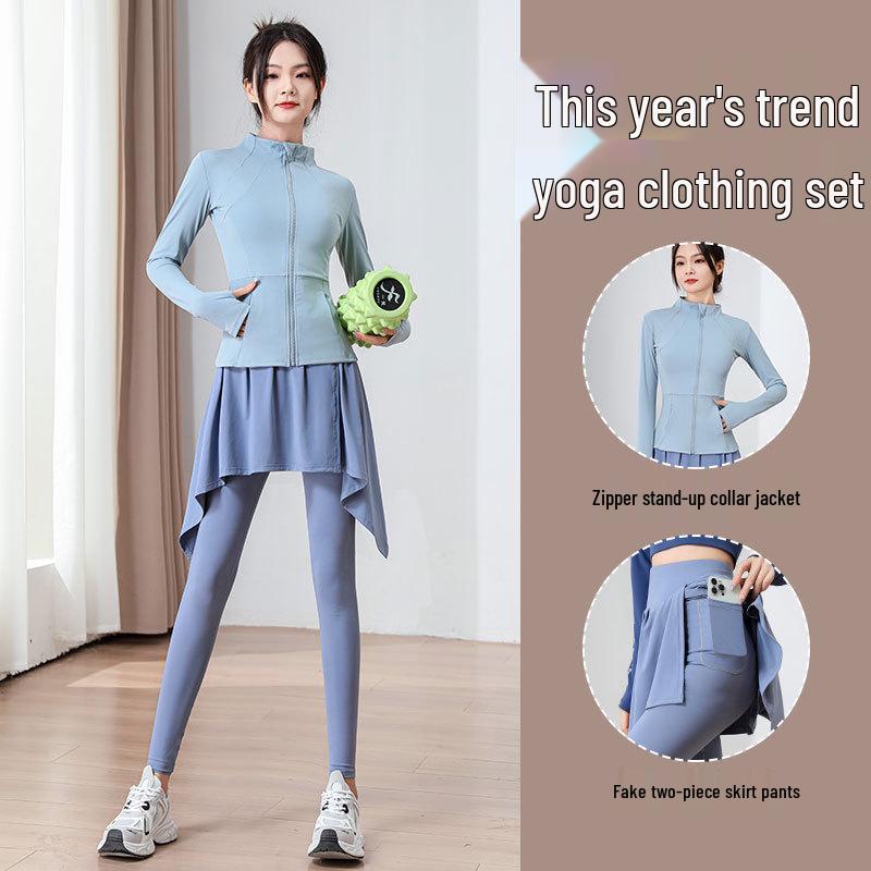 Damen 2024 Sportbekleidungsset: Yoga-Anzug, Lauf- & Badminton-Outfit, Fitnessjacke, Rock, Hose