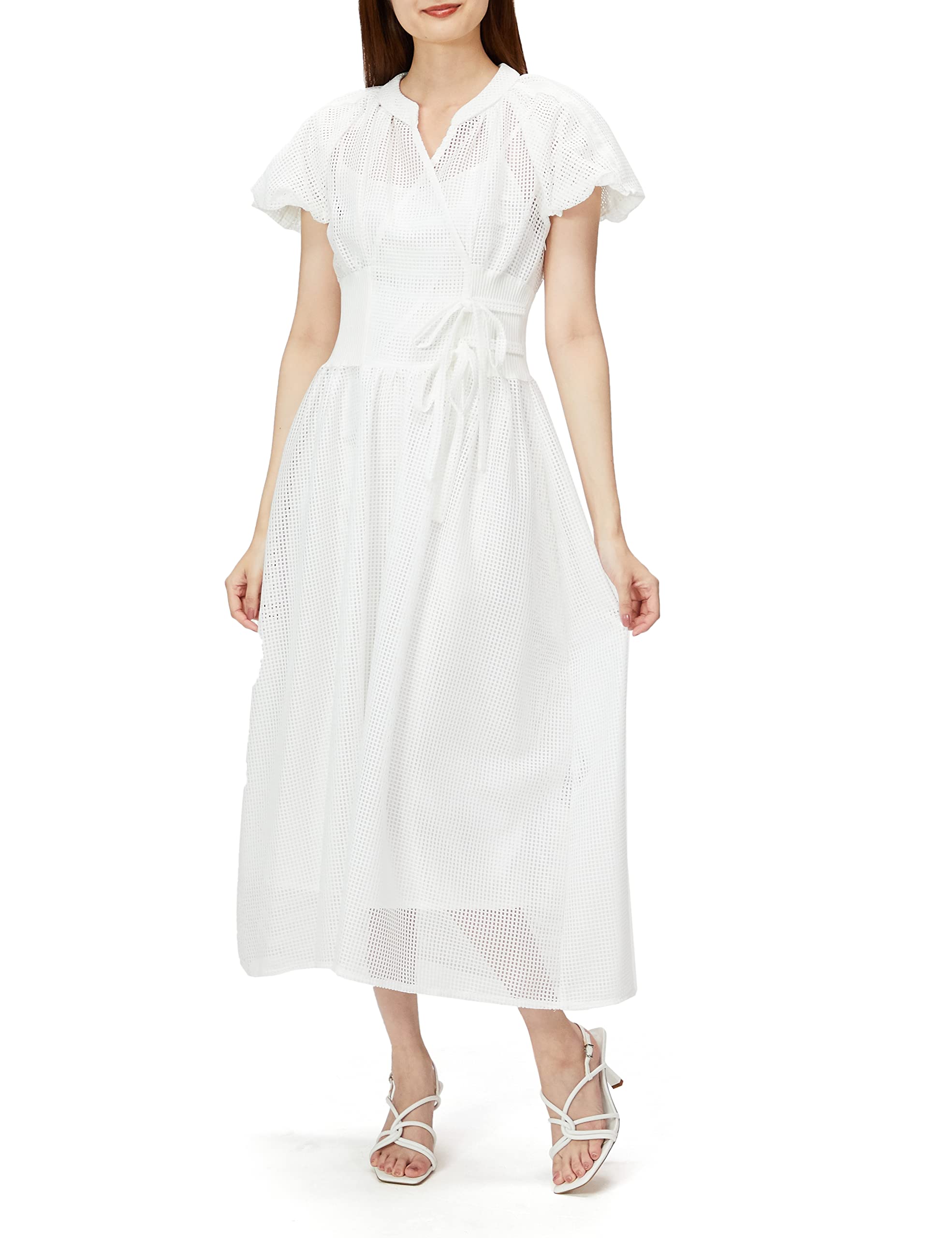

Waist Rib Russell Lace Dress SWFO222132 WHT 0 [Sneider] Women s белый