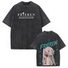 Harajuku Anime Frieren T-Shirt Mode Vintage Gewaschene T-Shirts Streetwear Herren Damen Kleidung Kurzarm Oversized Baumwoll T-Shirt