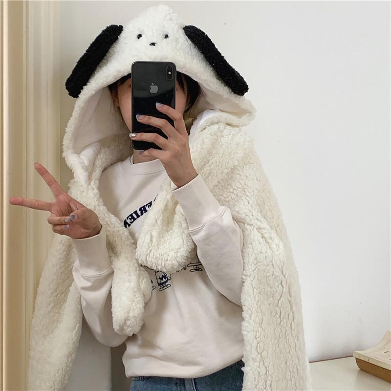 2024 Cute Cartoon Bear Hooded Shawl Blanket - Cozy and Thick for Women
