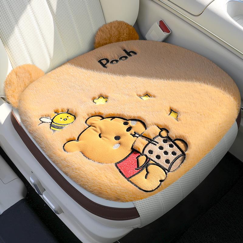 Winter Plush Cute Cartoon Car Seat Cushion - High-End Interior Accessory