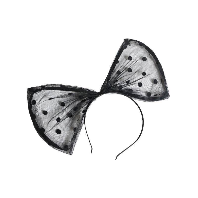 High-End Černá Puntíkovaná Mašle Čelenka do Vlasů - 2023 Trendy Celebrity Styl