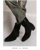 Men's Large Suede Leather Rivet Pointed Toe Ankle Boots - Medium Heel Fashion Knight Boots