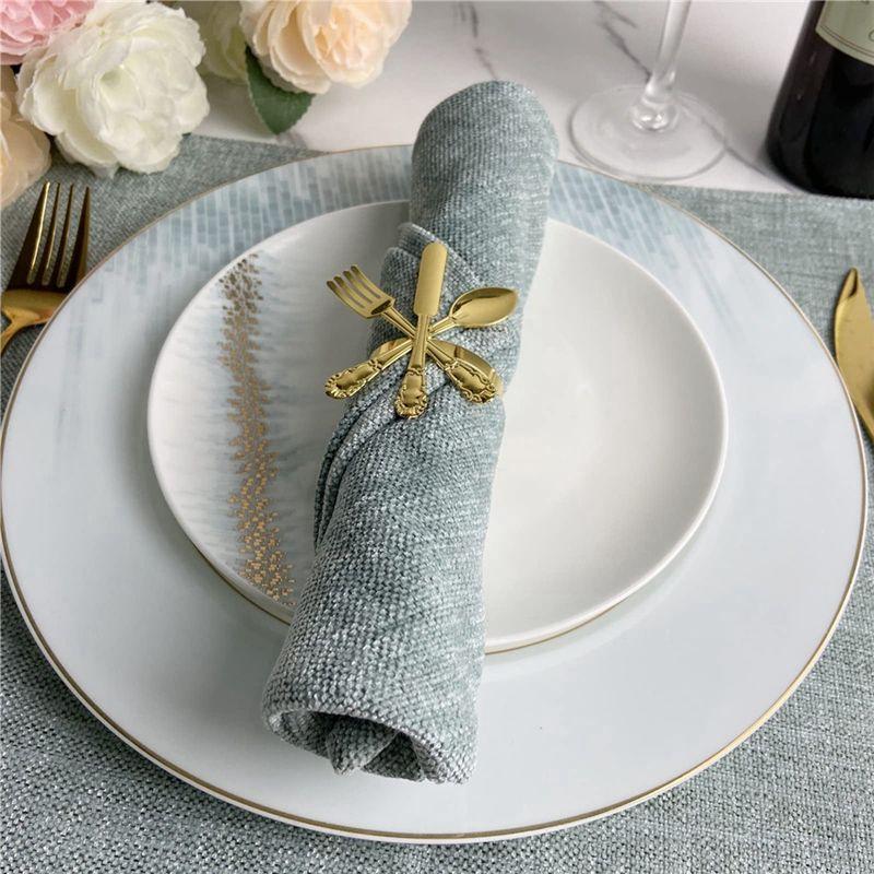 Good-12Pcs Metal Knife And Fork Spoon Napkin Rings Holder For Christmas Party Wedding Used For Daily Table Parties