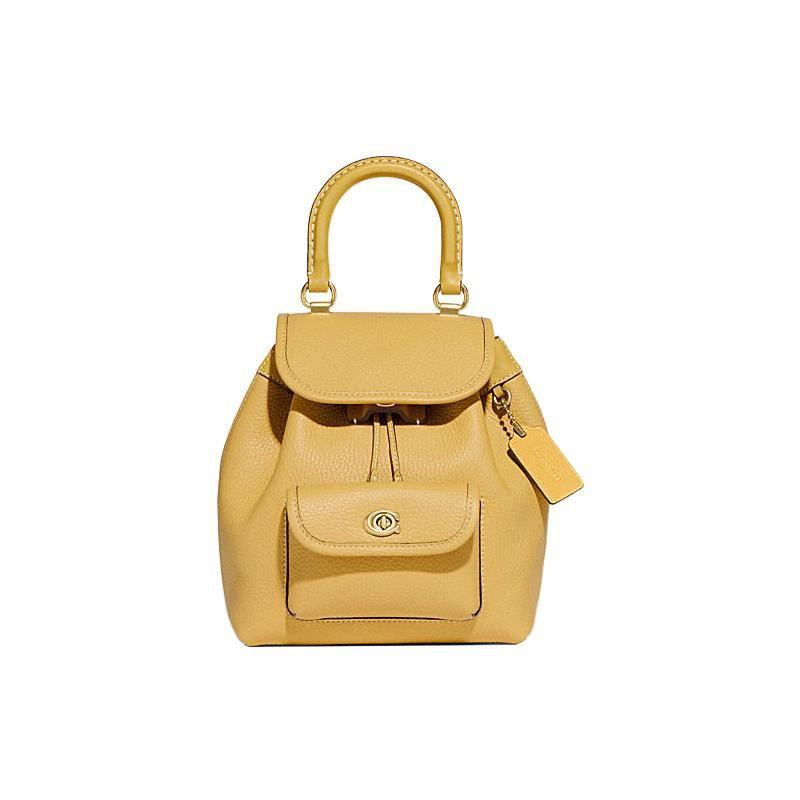 Coach Women's Yellow Riya 21 Drawstring Buckle Closure Leather Backpack Medium Backpack Ch789-B4fbu