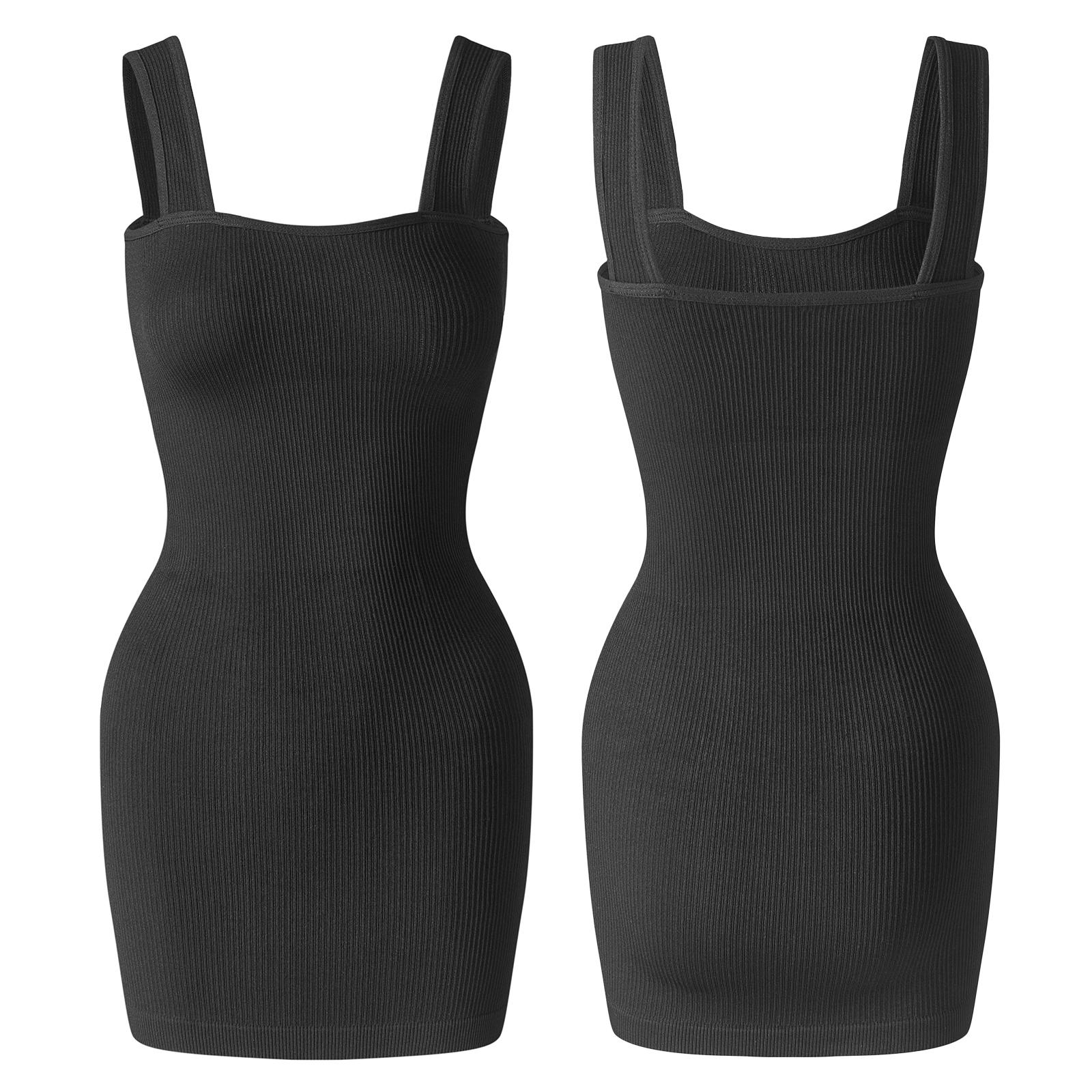 

Женское спортивное платье без рукавов в рубчик, облегающие юбки, контроль живота, полные комбинации, комбинезоны для выхода, формирующее белье, ромпер S чёрный