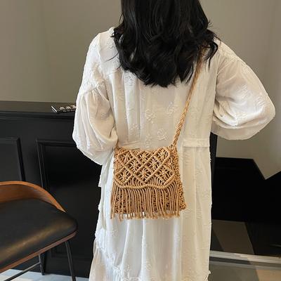 Straw Bag Women's Summer New Woven Fringed Shoulder Bag Beach Bag Fashion Versatile Messenger Bag