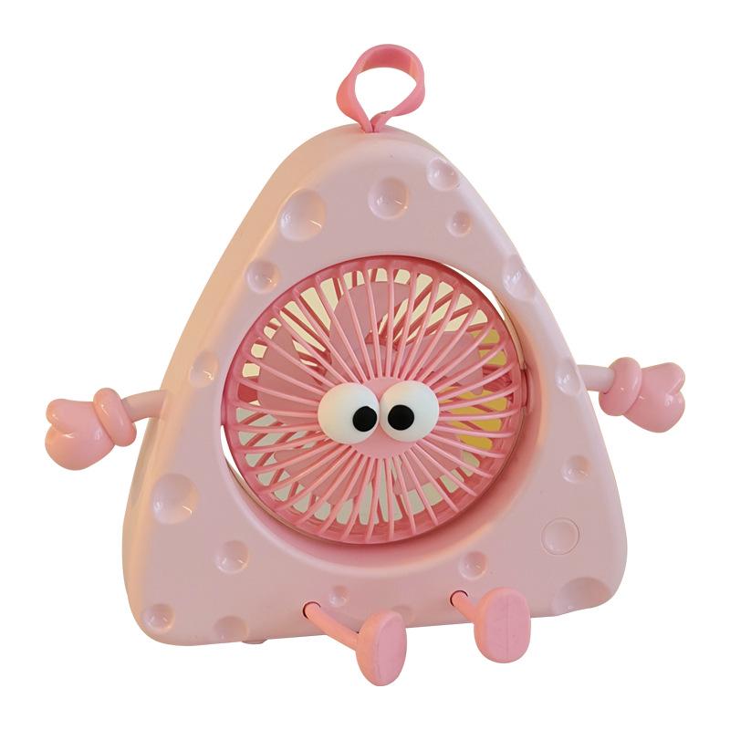 Cute Cheese Mini Electric Desktop Fan: Summer Office & Dorm Stand Charger